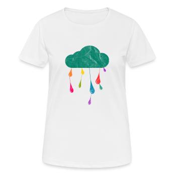 Regen Wolken Regentropfen Regenbogen Vielfalt - Frauen T-Shirt atmungsaktiv - Weiß - Vorne - AI Model Female 172 dark (172cm)