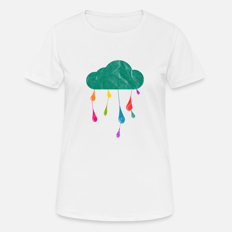 Rain clouds rain drops rainbow diversity - Women's Breathable T-Shirt - white