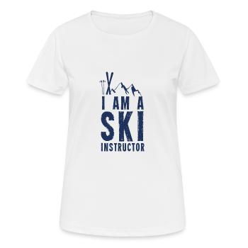 I am a ski instructor - Women's Breathable T-Shirt - white - Front - AI Model Female 172 dark (172cm)