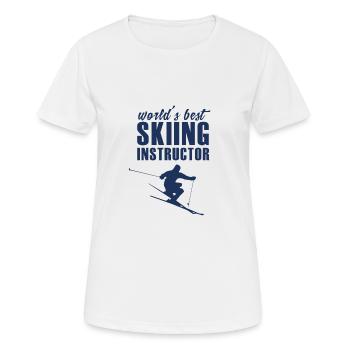 Ski Instructeur de ski Moniteur de Ski Coach Ski - T-shirt respirant Femme - blanc - Devant - AI Model Female 172 dark (172cm)