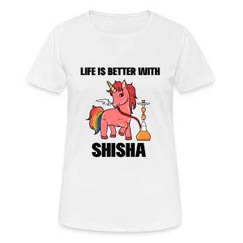 Einhorn Raucht Shisha Geschenkidee Geschenk - Frauen T-Shirt atmungsaktiv - Weiß - Vorne - AI Model Female 172 dark (172cm)
