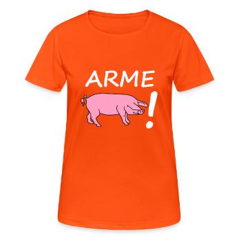 Arme sau - Frauen T-Shirt atmungsaktiv - Neonorange - Vorne - AI Model Female 172 dark (172cm)