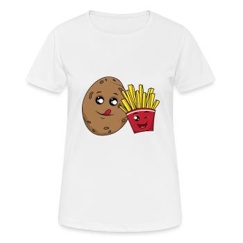 Potato and French Frieze Cartoon - Women's Breathable T-Shirt - white - Front - AI Model Female 172 dark (172cm)