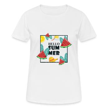 Hello Summer | Watermelon Orange Soda Gift - Women's Breathable T-Shirt - white - Front - AI Model Female 172 dark (172cm)