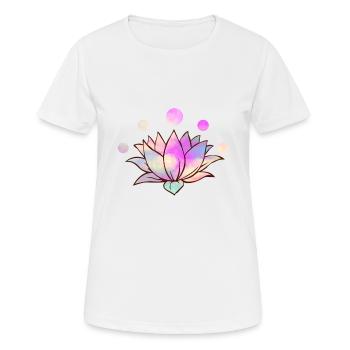 Lotus Yoga Tshirt - Frauen T-Shirt atmungsaktiv - Weiß - Vorne - AI Model Female 172 dark (172cm)