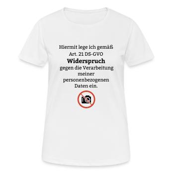 Datenschutz Lustiger Spruch DSGVO Event Foto Jura - Frauen T-Shirt atmungsaktiv - Weiß - Vorne - AI Model Female 172 dark (172cm)