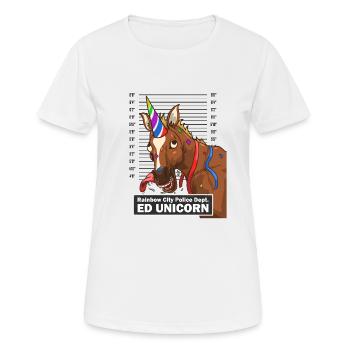Polizei Foto Pferd Party Einhorn lustig Geschenk - Frauen T-Shirt atmungsaktiv - Weiß - Vorne - AI Model Female 172 dark (172cm)