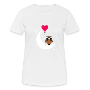 Hibou sur demi-lune avec coeur ballon ballon - T-shirt respirant Femme - blanc - Devant - AI Model Female 172 dark (172cm)