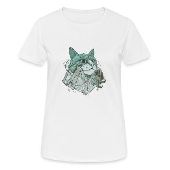 Katzen Berg mit Katze Kopf und Felsen - Frauen T-Shirt atmungsaktiv - Weiß - Vorne - AI Model Female 172 dark (172cm)