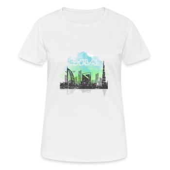 Dubai Tourismus Wasserfarbe Skyline Geschenk - Frauen T-Shirt atmungsaktiv - Weiß - Vorne - AI Model Female 172 dark (172cm)