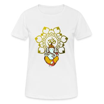 Yoga Ganesha Indien Om Zeichen - Frauen T-Shirt atmungsaktiv - Weiß - Vorne - AI Model Female 172 dark (172cm)