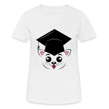 Caricature de chat diplômé - T-shirt respirant Femme - blanc - Devant - AI Model Female 172 dark (172cm)