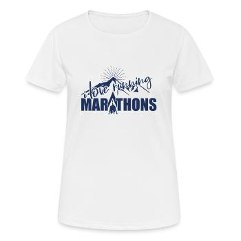 Joggen Marathon Jogger Marathonläufer Halbmarathon - Frauen T-Shirt atmungsaktiv - Weiß - Vorne - AI Model Female 172 dark (172cm)