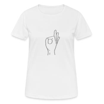 Signe de la main ok - T-shirt respirant Femme - blanc - Devant - AI Model Female 172 dark (172cm)