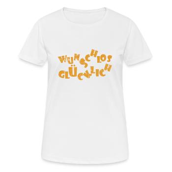 NEUES LEBEN GLÜCKLICH ZUFRIEDEN NEUANFANG GESCHENK - Frauen T-Shirt atmungsaktiv - Weiß - Vorne - AI Model Female 172 dark (172cm)