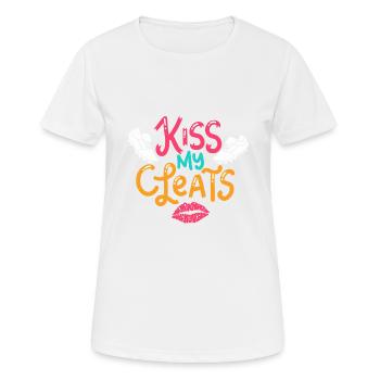 Kiss my Cleats für Fußballerinnen - Frauen T-Shirt atmungsaktiv - Weiß - Vorne - AI Model Female 172 dark (172cm)