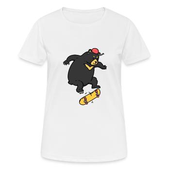 Kickflip Bear Skateboard Bear Wild Animal Zoo - Women's Breathable T-Shirt - white - Front - AI Model Female 172 dark (172cm)