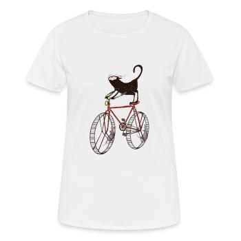 Freche Katze lässt sich chauffieren - Frauen T-Shirt atmungsaktiv - Weiß - Vorne - AI Model Female 172 dark (172cm)