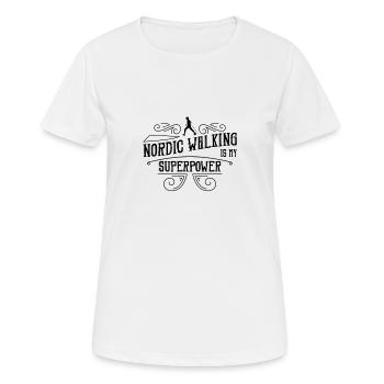 Walker Nordic Walk Laufen Nordic Walking Wandern - Frauen T-Shirt atmungsaktiv - Weiß - Vorne - AI Model Female 172 dark (172cm)