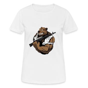 Ours avec l'arme - T-shirt respirant Femme - blanc - Devant - AI Model Female 172 dark (172cm)