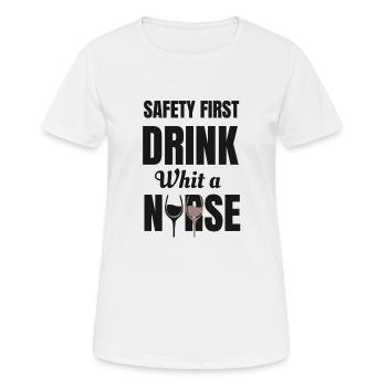 Nurse Safety First - Women's Breathable T-Shirt - white - Front - AI Model Female 172 dark (172cm)