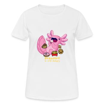 Verfressenes Snaxolotl - Axolotl Schwanzlurch - Frauen T-Shirt atmungsaktiv - Weiß - Vorne - AI Model Female 172 dark (172cm)