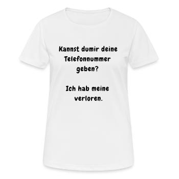 TELEFONNUMMER WITZ Anmachspruch lustig geil - Frauen T-Shirt atmungsaktiv - Weiß - Vorne - AI Model Female 172 dark (172cm)