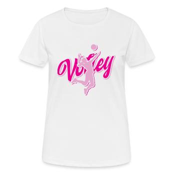 Volley 1Volleyball Aufschlag Baggern Pritschen - Frauen T-Shirt atmungsaktiv - Weiß - Vorne - AI Model Female 172 dark (172cm)