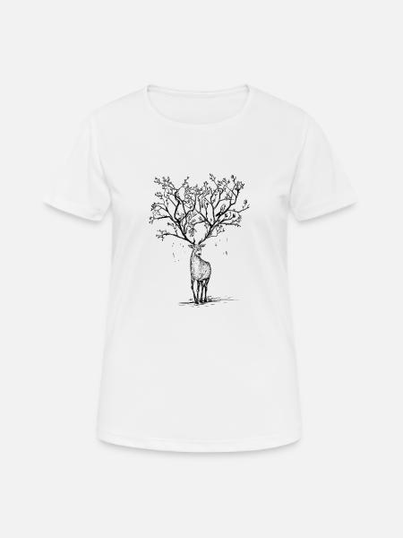 Deer antler tree illustration forest gift - Women's Breathable T-Shirt - white