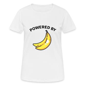 Powered by Banane Vegan Vegetarisch Pflanzen Power - Frauen T-Shirt atmungsaktiv - Weiß - Vorne - AI Model Female 172 dark (172cm)