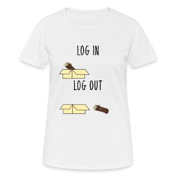 Computer Science Joke Log In Log Out Nerd Office Gift - Women's Breathable T-Shirt - white - Front - AI Model Female 172 dark (172cm)