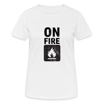 On Fire - Frauen T-Shirt atmungsaktiv - Weiß - Vorne - AI Model Female 172 dark (172cm)