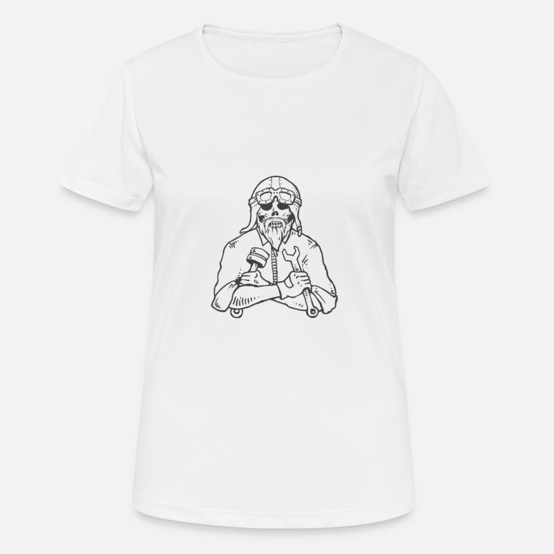 Bearded skull mechanic tuner industry tee - Women's Breathable T-Shirt - white