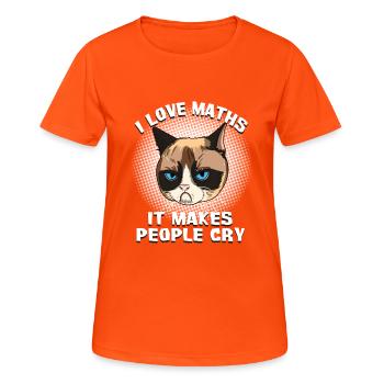Katze Katzen Mathelehrer Kater Grumpy Mathe Gesche - Frauen T-Shirt atmungsaktiv - Neonorange - Vorne - AI Model Female 172 dark (172cm)