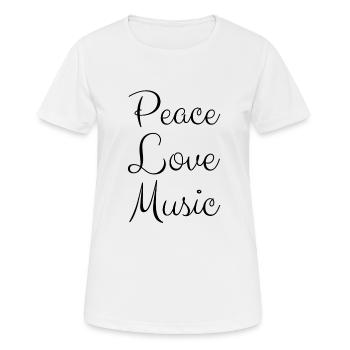 Cooles "Peace Love Music Frieden Musik Liebe Gesch - Frauen T-Shirt atmungsaktiv - Weiß - Vorne - AI Model Female 172 dark (172cm)