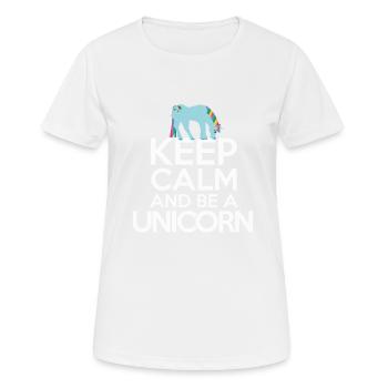 Restez calme Restez calme et soyez une licorne - T-shirt respirant Femme - blanc - Devant - AI Model Female 172 dark (172cm)