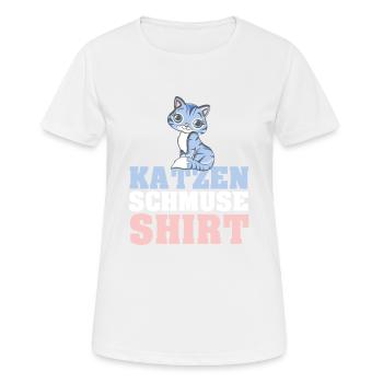 Katzen Schmuse Shirt Katze kuscheln streicheln Kat - Frauen T-Shirt atmungsaktiv - Weiß - Vorne - AI Model Female 172 dark (172cm)