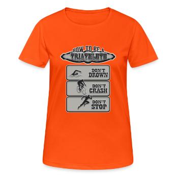 Comment devenir Triathlete Triathlon - T-shirt respirant Femme - orange néon - Devant - AI Model Female 172 dark (172cm)