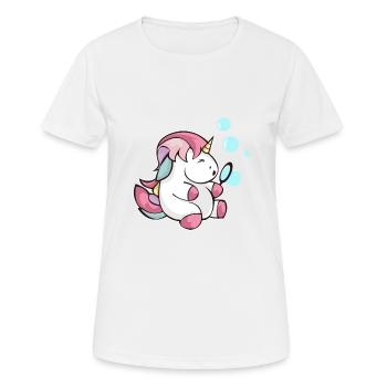 Unicorn soap bubbles blowing glitter child gift - Women's Breathable T-Shirt - white - Front - AI Model Female 172 dark (172cm)