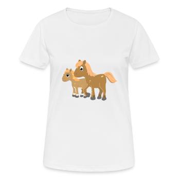 Pferde mit Fohlen - Frauen T-Shirt atmungsaktiv - Weiß - Vorne - AI Model Female 172 dark (172cm)