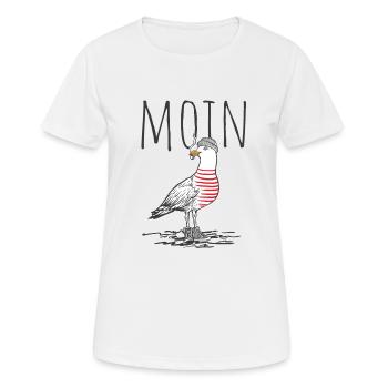 Moin Möwe Hafen Norddeutschland Plattdeutsch Küste - Frauen T-Shirt atmungsaktiv - Weiß - Vorne - AI Model Female 172 dark (172cm)
