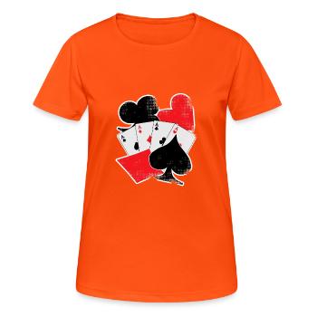 Jeu de poker poker carte de jeu argent casino - T-shirt respirant Femme - orange néon - Devant - AI Model Female 172 dark (172cm)