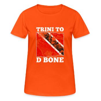 Trinidad graphique | Trini To D Bone | Trinidad et - T-shirt respirant Femme - orange néon - Devant - AI Model Female 172 dark (172cm)