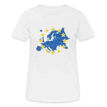EU European Union Stars Map of Europe - Women's Breathable T-Shirt - white - Front - AI Model Female 172 dark (172cm)