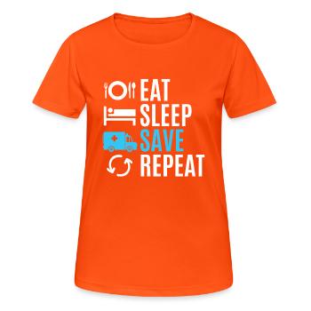 Rettungsdienst Sanitäter Krankenwagen Geschenk - Frauen T-Shirt atmungsaktiv - Neonorange - Vorne - AI Model Female 172 dark (172cm)