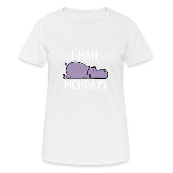 Je déteste les lundis Bureau hippo Je déteste les lundis - T-shirt respirant Femme - blanc - Devant - AI Model Female 172 dark (172cm)