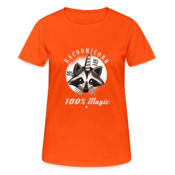 Magisches Racoonicorn Tshirt Sparkly hybrides Tier - Frauen T-Shirt atmungsaktiv - Neonorange - Vorne - AI Model Female 172 dark (172cm)