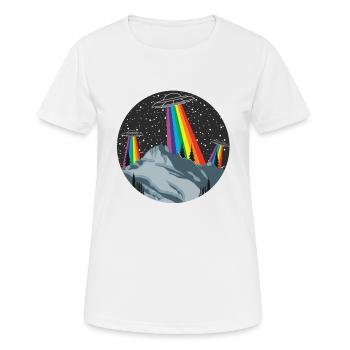 Berge Landschaft Ufo Ausserirdisch - Frauen T-Shirt atmungsaktiv - Weiß - Vorne - AI Model Female 172 dark (172cm)