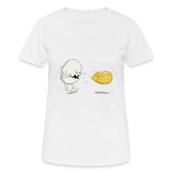 Ei Küken Eigelb Niesen Schnupfen Lustig Huhn - Frauen T-Shirt atmungsaktiv - Weiß - Vorne - AI Model Female 172 dark (172cm)