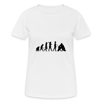 Evolution de l'homme des cavernes au joueur de hockey sur glace - T-shirt respirant Femme - blanc - Devant - AI Model Female 172 dark (172cm)